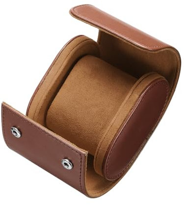 sourcing map Leather Watch Travel Case Single Watch Roll Storage Box Organizer for Men Women Watch Holding Storaging Displaying, 1 Slot, Brown