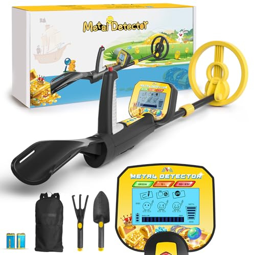 Détecteur de métaux pour Enfants, Détecteur de métaux léger avec écran LCD, Bobine de Recherche étanche, Mode Disc pour Les géocacheurs débutants