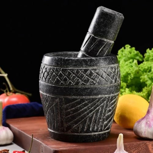 Molinillo Especias, Mortero Mármol Triturador Medicina Tallado Mano Triturador Ajo Doméstico Herramientas Cocina Triturador Medicina Creativo para Guacamole, Especias, Ajo, Cocina,F