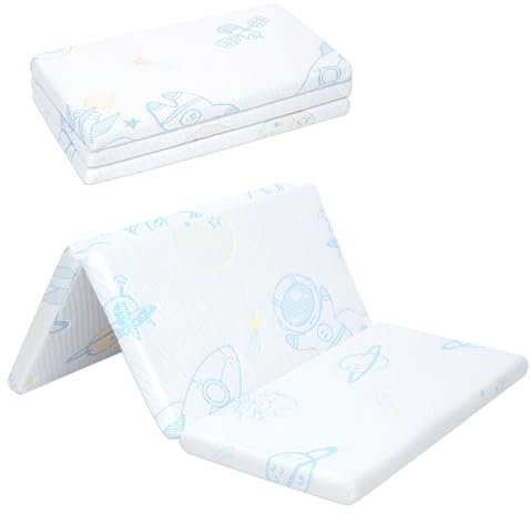 Pack and Play Mattress Pad，Trifold Portable Crib Pack N Play Mattresses,38 * 26 Inch Jacquard Playpen Mattress for Travel Soft Breathable Play Yard Mattress with Washable Cover