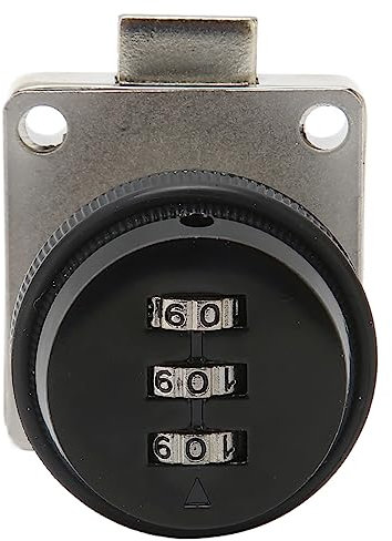 Serrure de sécurité par mot de passe à chiffres, serrure à combinaison à 3 chiffres, serrure à combinaison de tiroir, sans serrure à clé, pour portes de tiroirs de sécurité, (Schwarz)