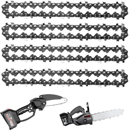 NLONLL 4 Pezzi Catena Motosega 6 Pollici Ricaricabili da 1/4, 1,1 mm, 37 TG, 20 cm Catena Universale per Lavorazione del Legno, Rifinitura, Giardino, Saw Chain per Mini Motosega a Mano da 6 Pollici