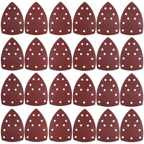 Lot de 24 feuilles abrasives triangulaires pour ponceuse de détail, bois, mur, caoutchouc et cuir, grains assortis 40/60/80/120/180/240
