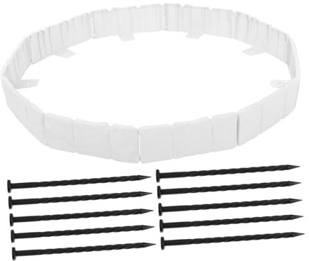 Mipcase 10pièces Clôture De Jardin Décorative Plastique avec Clous Bordure De Pelouse Parterre De Fleurs Design Fausse Pierre pour Aménagement Paysager