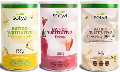 Batidos Saciantes Sustitutivos de Comida para Adelgazar, Pack 3 Sabores | Yogur de Piña, Fresa, Chocolate Blanco, Control de Peso y Saciedad