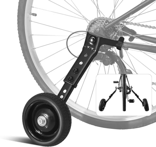 HUASION Fahrrad-Stützräder für Erwachsene - Passend für 24-26 Zoll Fahrräder - Stabile Stahlkonstruktion - Sicher und Stabil für Anfänger - Komplettes Montageset, 1 Paar, Schwarz