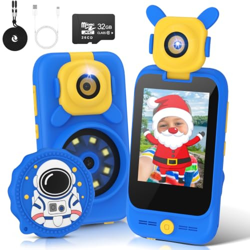 Téléphone Jouet pour Enfants, caméra pivotante à 180° et Microscope 100X