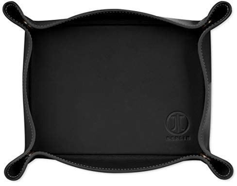 JT Berlin Echtleder Taschenleerer Kreuzberg - 18x13cm Ablage in Schwarz | Edle Leder-Aufbewahrungsbox fuer Schluessel und Stifte. Handgearbeitete Schale mit Druckknoepfen zur flachen Unterlage.