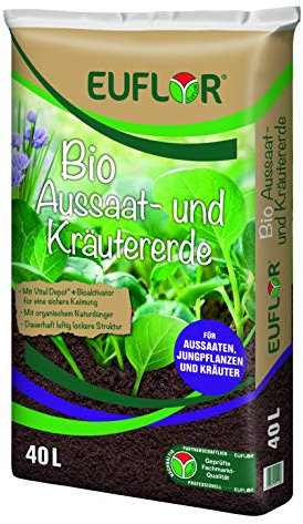 Euflor 40 L Bio Aussaat- und Kräutererde, feine Spezialerde für Aussaaten, Kräuter, Jungpflanzen und zur Stecklingsvermehrung