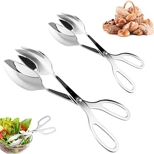Paquete de 2 pinzas de buffet, pinzas de ensalada de acero inoxidable, pinzas de servir para cocina en casa, pasteles, pan, catering, fiesta, barbacoa, mariscos, freír (25,4 cm y 20,3 cm)
