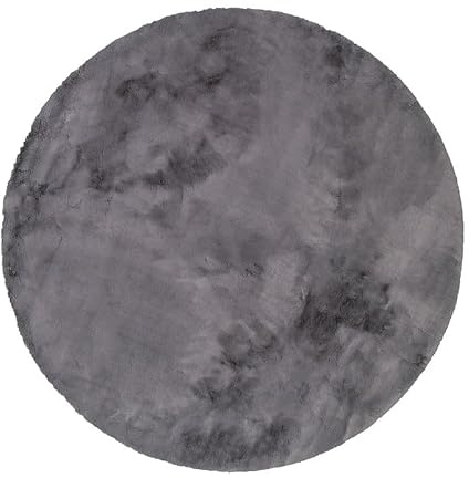 Hochflor Teppich Rund - Comfy Supreme Anthrazit - Ø 200 cm | Shaggy, Einfarbig - Ländlich, Modern, Skandinavisch - Wohnzimmer, Esszimmer, Schlafzimmer - Fellteppich