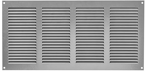 Silver Metal Air Vent Grille 400mm x 200mm Fly Screen Flat Louvre Duct Cover