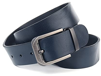 Anthoni Crown Unisex Leather Belt G rtel, Dunkelblau, 85 EU