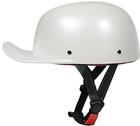 Woljay Casco Moto Retrò Mezzo Caschi Moto Casco per Scooter Ciclomotore Berretto Baseball Uomo e Donna Adulti (Medium, Bianco)