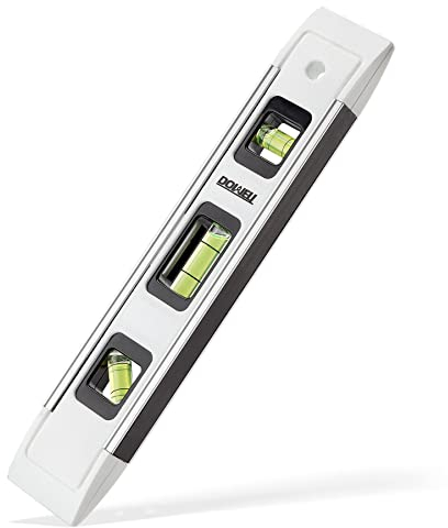 DOWELL Magnetic Torpedo Level Mini Bubble Level Box Spirit Level Alloy Frame 180/90/45 Degree 9-Inch (1, White)