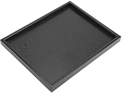 Greensen Plateau Rectangulaire en Bois Noir, 30 x 24 cm, Moderne avec Bords Surélevés pour Aliments et Boissons
