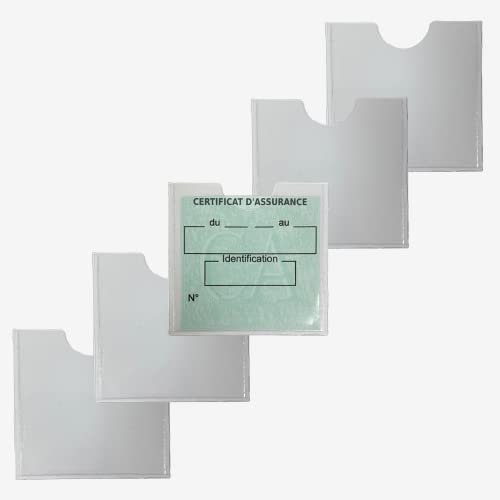 Pochette Porte Vignette Attestation Assurance Auto | Fabriqué en France | Etui Adhésif Transparent Autocollant | Voiture Rangement Protection Plastifiée