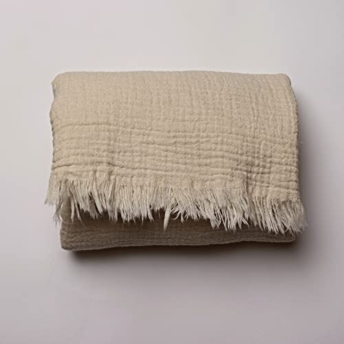 Püskül - Extra Weiches Musselin Handtücher Erwachsene - Qualität 100% Türkische Baumwolle Sauna Hamam Tuch für Damen und Herren - 85 X 170 cm (Natürlich, 1)