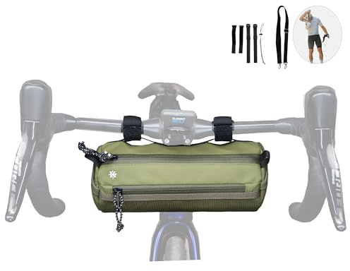 Lumiere & Co. Bike Handlebar Bag - Durable, Multiple-Size Options and Multi-Color Options -Dual Elastic Straps, Clips & Hook & Loop Attachments (Medium, Green)