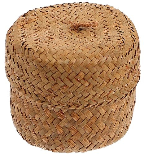 BESTonZON Blumenkorb Wäschekorb Aus Seegras Mülleimer Webkorb Kleine Weidenkörbe Mit Deckel Brotkörbe Pflanzendekor Geflochtene Körbe Zur Aufbewahrung Seetang Lebensmittel Hyazinthe Kind