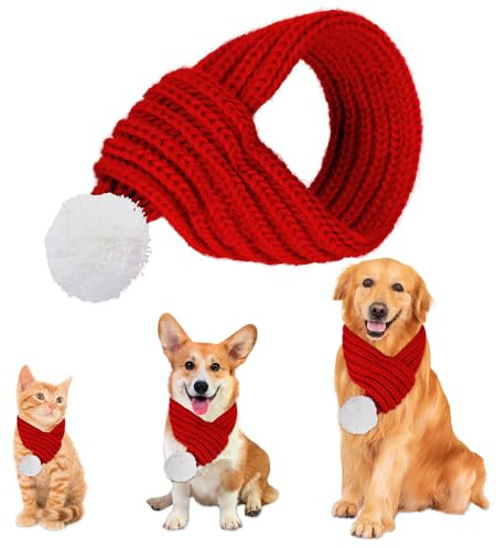 ZTA Weihnachten Hund Katze Schal Kostüm Outfit Rot Kleidung für Weihnachts Dekoration, Haustier Weihnachtskostüm Rot für Katzen Welpen Größe S