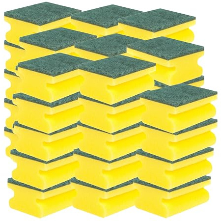 HOMESHOPA Handgrip Scrub Sponges, 40 Pack Non-Scratch Extra Hand Grip Super Absorbent Scrubbing Scourer, Dual-Sided Dishwashing & Cleaning Scrub, Reusable Washing Up Pads Kitchen Bathroom Pots Pans