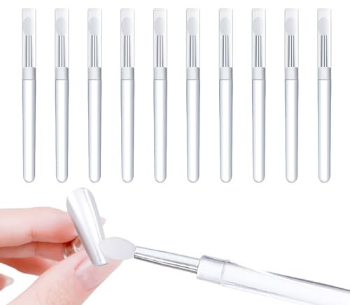 Palillo de silicona para arte de uñas, 10 unidades reutilizables de polvo de espejo mágico Aurora Glitter Pigment Stick con cubierta, pinceles de arte de uñas para pintalabios, sombra de ojos,