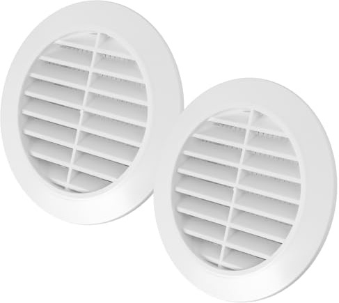 Vent Systems - Lot de 2 couvercles d'aération ronds avec fentes - 80 mm - Blanc - Cache-grille de ventilation - Protection contre les insectes intégrée - Ouvertures d'aération CVC pour salle de bain