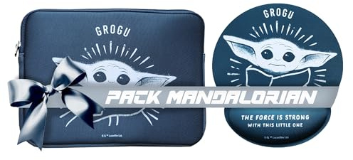 WONDEE Pack Mandalorian Star Wars Cadeaux Baby Yoda Grogu, Housse Universelle 11 Tablettes/iPad + Tapis de Souris Ergonomique Grogu - Cadeaux Originaux, Star Wars Merchandising Officiel