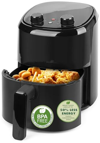 Emerio Heißluftfritteuse AirFryer | 2.2L Volumen für 1 Person oder als Zweitgerät | Frittieren mit heißer Luft ohne Öl | gesünderes Frittieren | Cool Touch | BPA frei | schnelle Aufheizung | 1000W