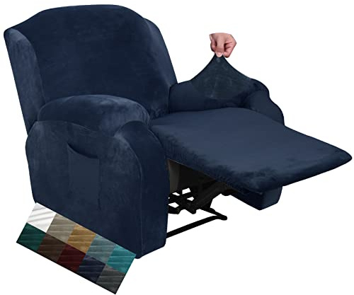 CHELZEN Copridivano Elasticizzato reclinabile in velluto Salvadivano Copripoltrona (Blu Navy)