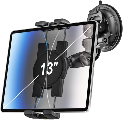 EXSHOW Tablet Halterung Auto - [95mm Stärkster Saugnapf] Armaturenbrett Windschutzscheibe Tablet Autohalterung Mit 1/4' Schraubspitze, für iPad Pro Air Mini, Smartphone, Kamera und 4,7-13 Zoll Geräte