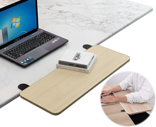 Ergonomische Schreibtischverlängerung für die Tastaturablage aus Holz – mit klappbaren Regalhalterungen aus Stahl, um 90° faltbar, in 5 Farben zum Klemmen auf der Armlehnenablage zur Tischmo