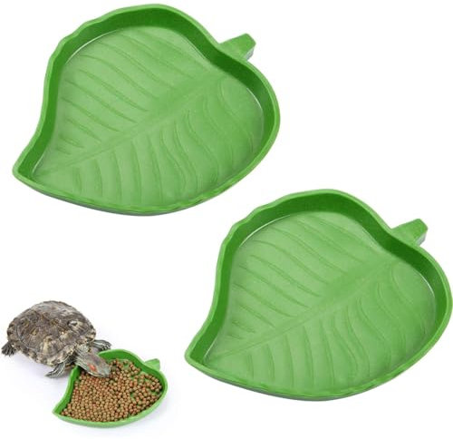 AIYVELU 2 Stück flache Schale, Blatt Reptilienfutter Wasserschale, flache Trinkschale für Reptilien und Schildkröten Futter und Wasser für Eidechse, Hamster, Schlange, Gecko, Schildkröte
