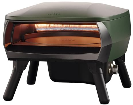 Witt PICCOLO Rotante 13 Outdoor Gas Pizza Oven - Compact, Portable with Rotating Stone & C-Shaped Burner | Ideal for Small Spaces, Easy to Clean, Restaurant-Quality Pizzas at Home – Green