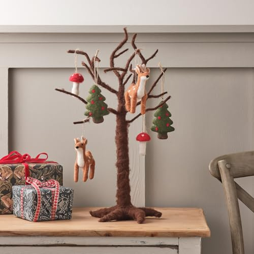 Lights4fun Set Filz Baum und Filz Anhänger Weihnachtsdeko Weihnachten Deko Künstlicher Baum Weihnachten Weihnachts Deko Kinder Weihnachtsbaumschmuck