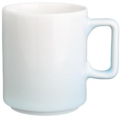 Olympia Fondant Stackable Cups Porcelain Aqua 230ml CU186, Pack of 6 | Sturdy integrated handles provide a secure grip when serving lattes, cappuccinos, tea or hot chocolate in busy cafes.