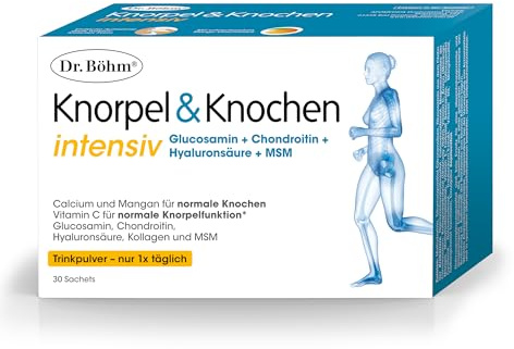 Dr Böhm Knorpel&Knochen Intensiv Kollagen Pulver Mango Glucosamin, 30 Stk | Trinkgranulat mit Collagen Typ 2, Hyaluron, Chondroitin, MSM, Calcium und Vitamin D - für Knochen, Knorpel, Bindegewebe