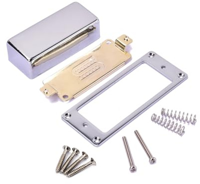 Vaguelly Satz aus Silbernen Humbucker Tonabnehmerabdeckungen und Pickup Rahmen aus Kupfer Nickel Legierung Geeignet für Selbstgemacht und Ersatz von E-gitarren Halsbrücken