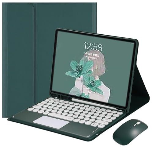 JZCZMCE Funda con Teclado para iPad Mini 7 (2024) & Mini 6 (2021) 8.3, Contiene Ñ, Teclado Inalámbrico Desmontable Magnético con Ratón Bluetooth,Dark Green