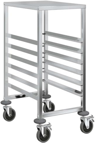 vidaXL Chariot à Plateaux 6 bacs GN 39x55x87 cm Acier Inoxydable, Support à Plateaux, Chariot de Boulangerie, Support à moules à Petits Pains