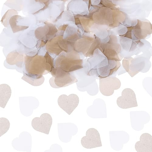 QUARKZMAN 5600 Stück 1 Zoll Herzen Papier Konfetti Tissue Konfetti | Party Dekoration, Für Ballon Hochzeit Valentinstag Tischdekorationen Champagner
