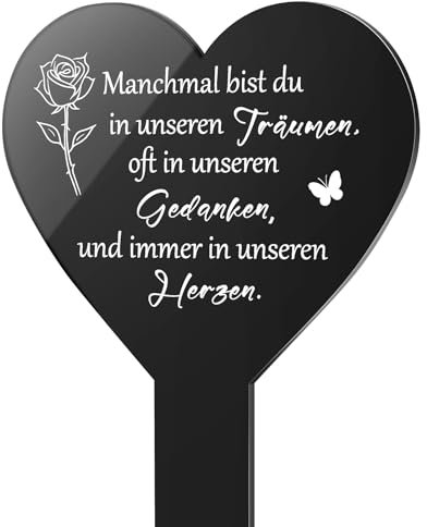 Photect Lapide a Forma di Cuore decorazione Tombale in Acrilico Nero con Incisione Lapide Commemorativa Decorazione Tombale Resistente alle Intemperie Paletto da Giardino per Tomba(Normale)