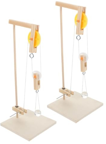 Garneck 2 Sätze Flaschenzugmodell Experiment Riemenscheiben-Modellbausätze Bausatz Ausbildung Rolle Physik-Tool Flaschenzug und Halterung Flaschenzugständer Lehrmittel Holz