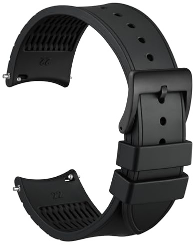 WOCCI Gebogenes Ende Uhrenarmband, Silikon Mit Seidigem Touch, Ersatzarmbänder für Rundes Zifferblatt, Anstoßbreite 20mm 22mm