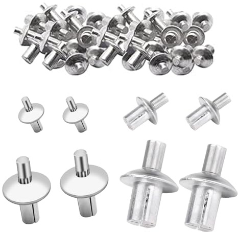 200 Stück 5×7/9/11/13mm Aluminium Kernnieten: Kernnieten Expansion | für Befestigung von Metall, Kunststoff, Holz, Aluminiumkernnieten mit Rundem Kopf, Drive Rivets, Alu Nieten
