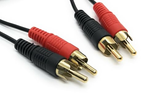 Ome Audio Dual RCA (Phono) To Dual RCA (Phono) Gold Plated (Male-to-Male) Audio Cable For DVD, CD Players, Turntables, Amplifiers. (1.2m)