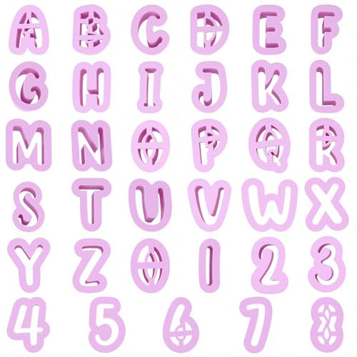 SUNNYCLUE 1 Box 35Pcs Letter and Number Cookie Cutters Letter Clay Cutters Plastic Alphabet A to Z and 1 to 8 Shaped Cute Molds Tool Set for DIY Crafts Cake Baking Accessories Holiday Party Decor