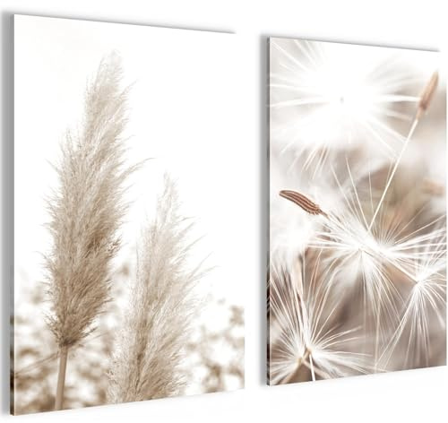 Novart Set de tableaux Fleurs - AUCUN CADRE SUPPLÉMENTAIRE REQUIS - Tableaux muraux pour Salon Chambre à coucher Bureau - Plantes - N008926a