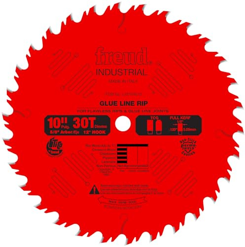 Freud Industrial Glue Line Ripping Saw Blade with Premium Tico Hi-Density Carbide Ripping Blend for Maximum Performance - 10 Diameter, 30 Teeth, TCG Grind - LM74R010